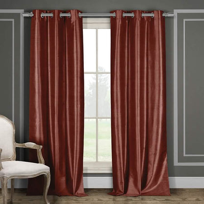 Heavy Faux-Silk Double-Layered Blackout Thermal Panel Pair - Assorted Colors