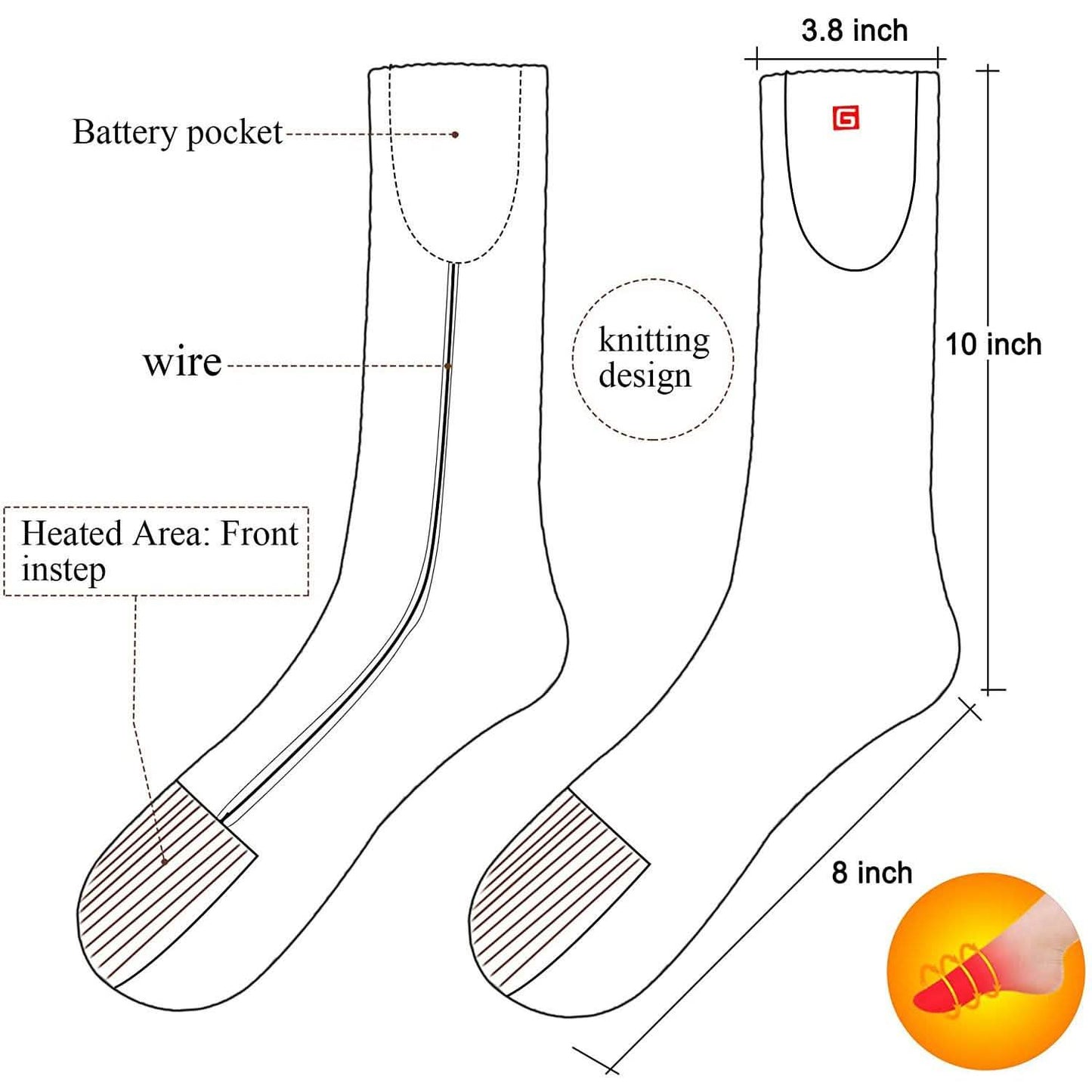 Winter Heating Socks Men and Women Electric Battery Heating Socks Set
