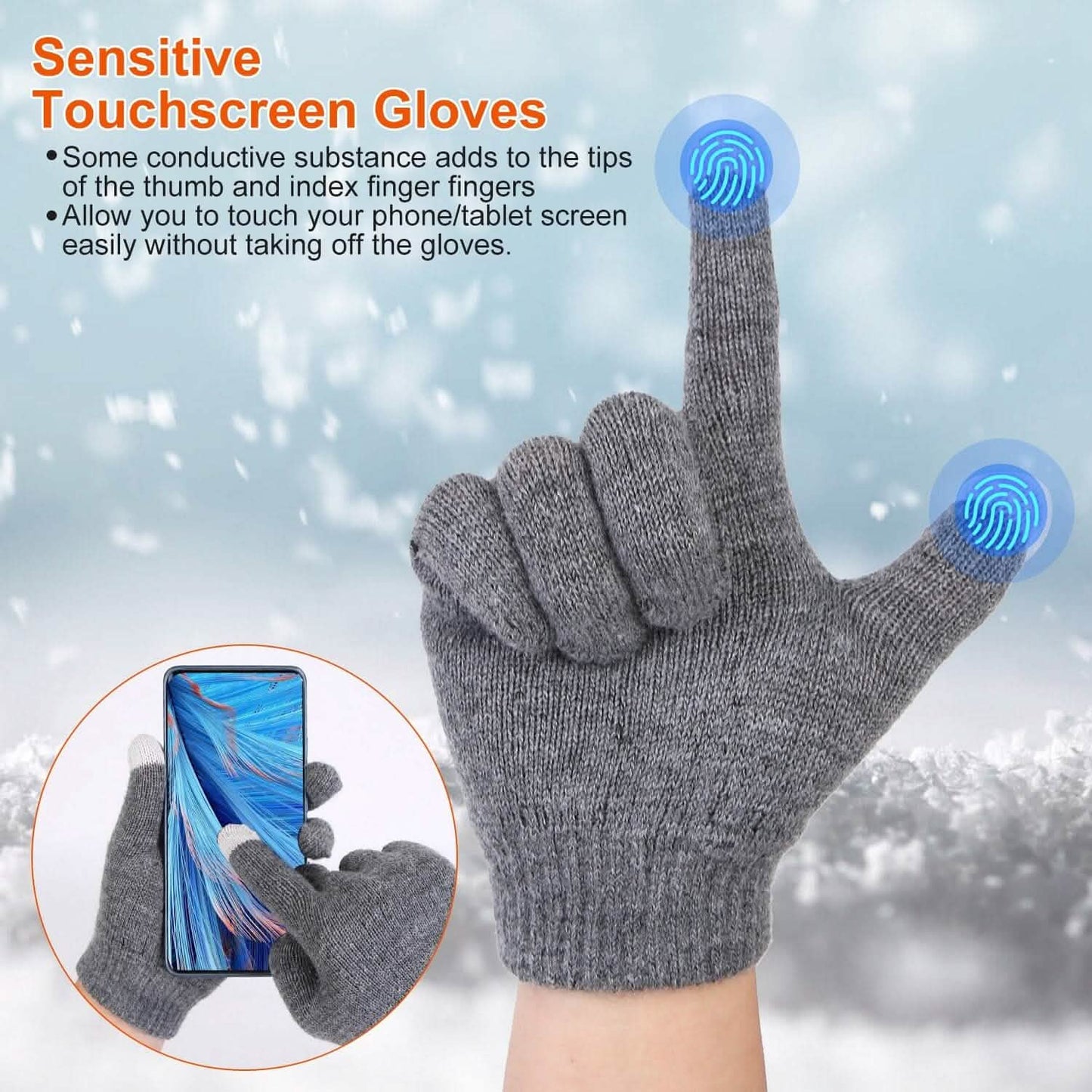 Winter Warm Beanie and Touch Screen Gloves Scarfs Set