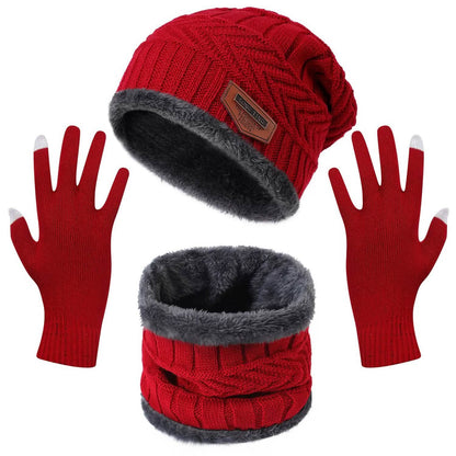 Winter Warm Beanie and Touch Screen Gloves Scarfs Set