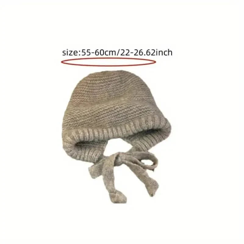 Winter Wool Knitted Hat Unisex Winter Striped Beanie with Ear Flaps