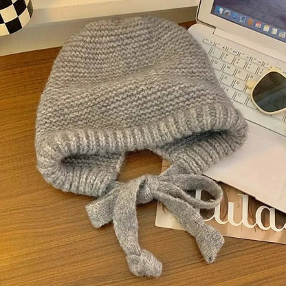 Winter Wool Knitted Hat Unisex Winter Striped Beanie with Ear Flaps