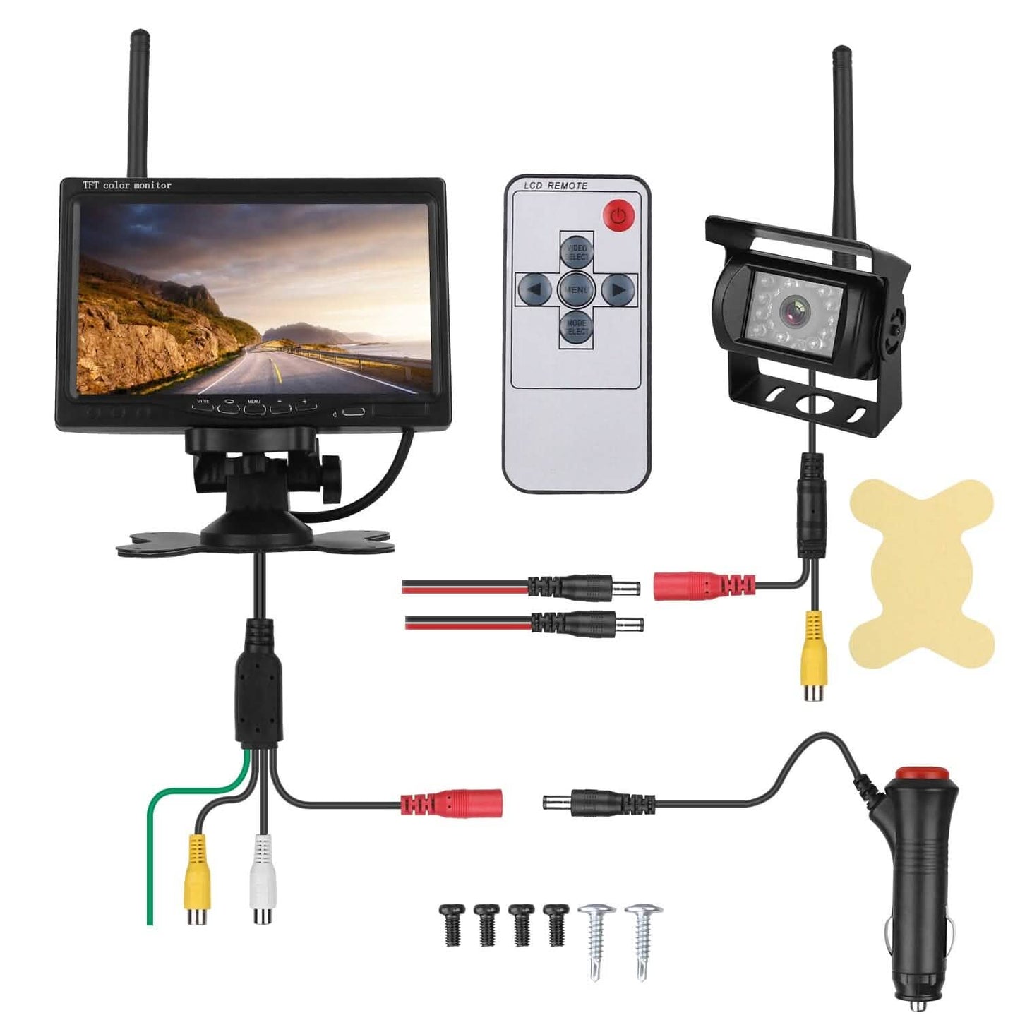 Wireless Backup Camera System Vehicle Rear View Monitor Kit
