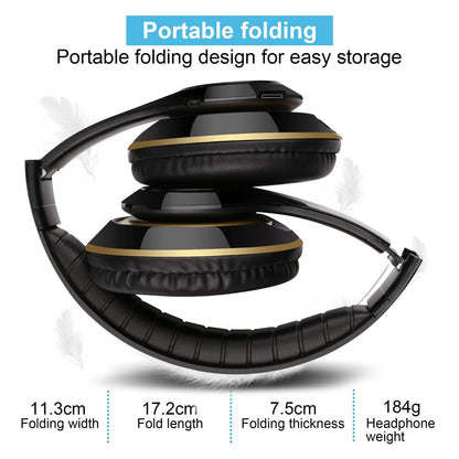 Wireless Bluetooth Headphones Stereo Heavy Bass Earphones Over the Ear Headset