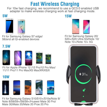 Wireless Car Charger 15W Qi Fast Charging Car Mount