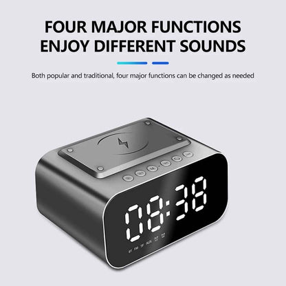 Wireless Charger Alarm Clock Bluetooth Speaker LED Smart Digital Clock