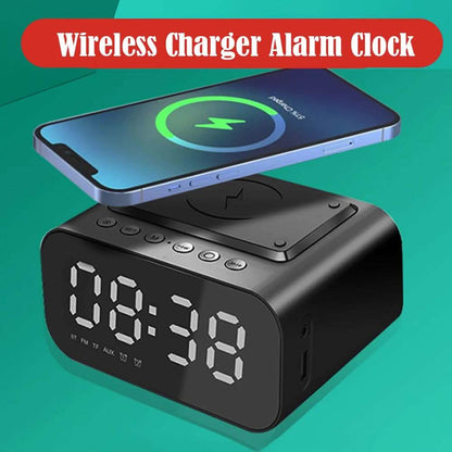 Wireless Charger Alarm Clock Bluetooth Speaker LED Smart Digital Clock