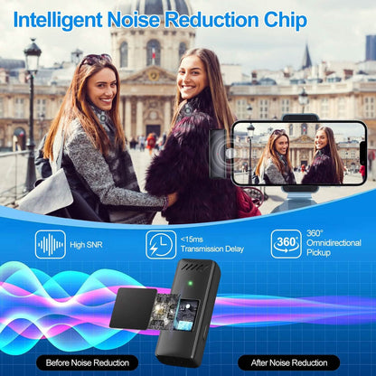 Wireless Clip On Microphone with Charging Case
