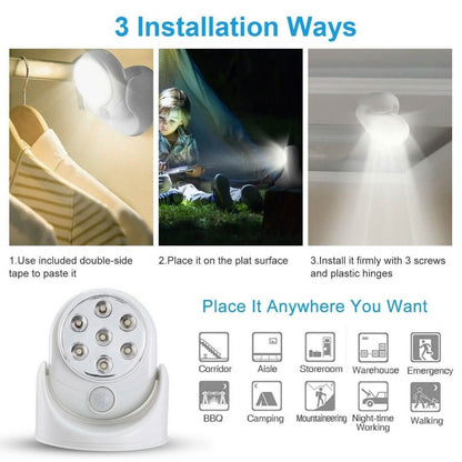 Wireless LED Spotlight 90° Motion Sensor Night Lamp