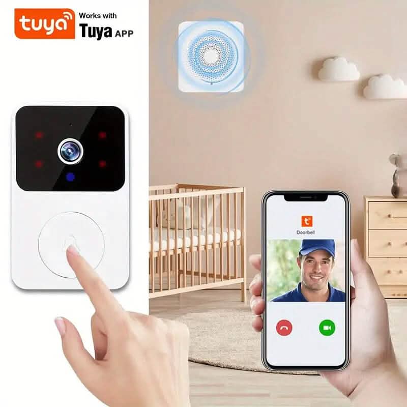 Wireless Smart Video Doorbell Camera with Night Vision and Motion Alerts