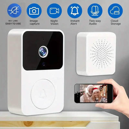 Wireless Smart Video Doorbell Camera with Night Vision and Motion Alerts