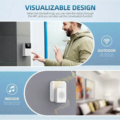 Wireless Smart Video Doorbell Camera with Night Vision and Motion Alerts