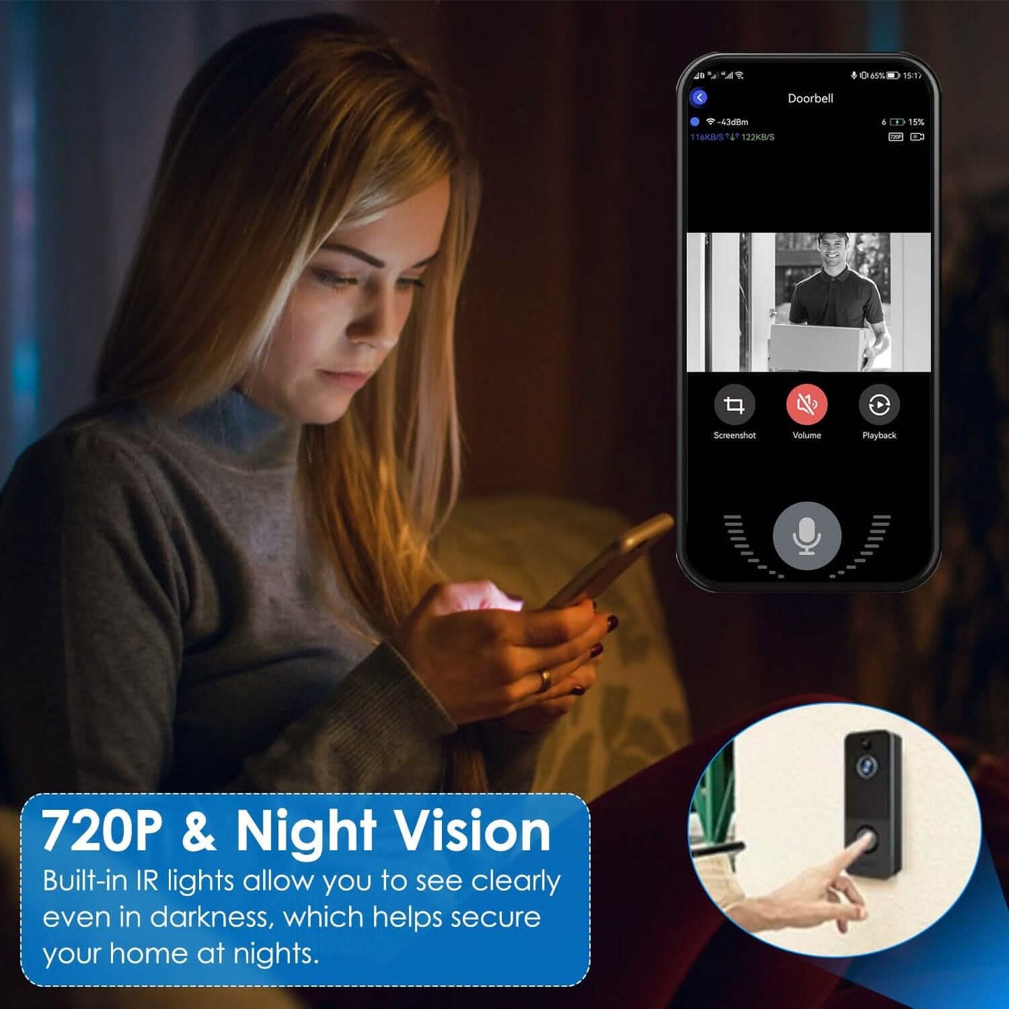 Wireless Smart Wi-Fi Video Doorbell