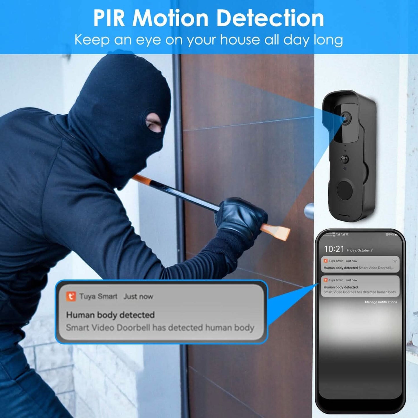 Wireless Smart WIFI Video Doorbell Two Way Audio