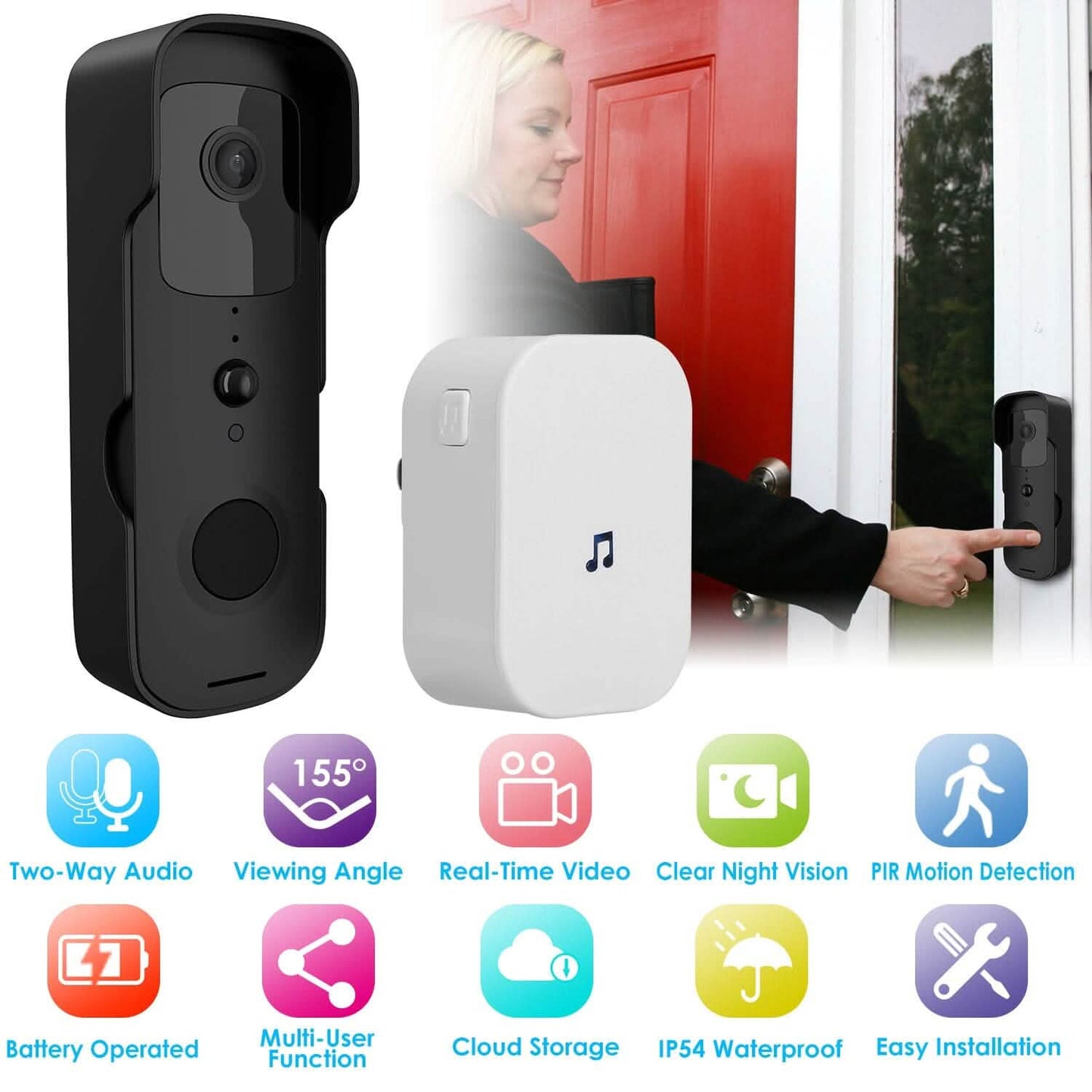 Wireless Smart WIFI Video Doorbell Two Way Audio