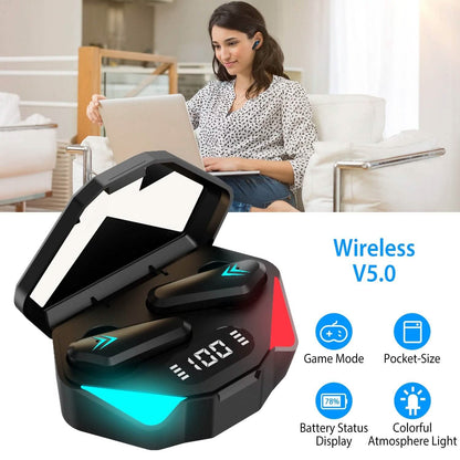 Wireless TWS 5.0 In-Ear Headphone Headset with Charging Case Low Latency Game Mode