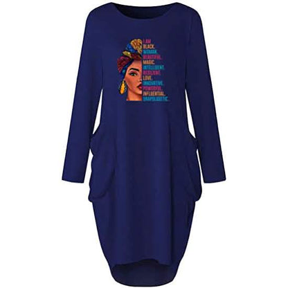 Woman's Long Sleeve Loose Pocket Oversize Tunic Dress