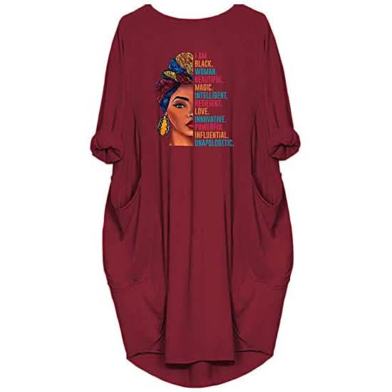 Woman's Long Sleeve Loose Pocket Oversize Tunic Dress