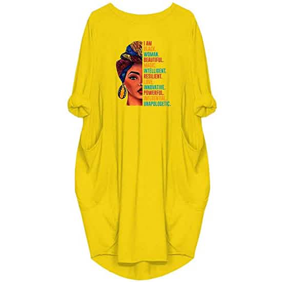 Woman's Long Sleeve Loose Pocket Oversize Tunic Dress