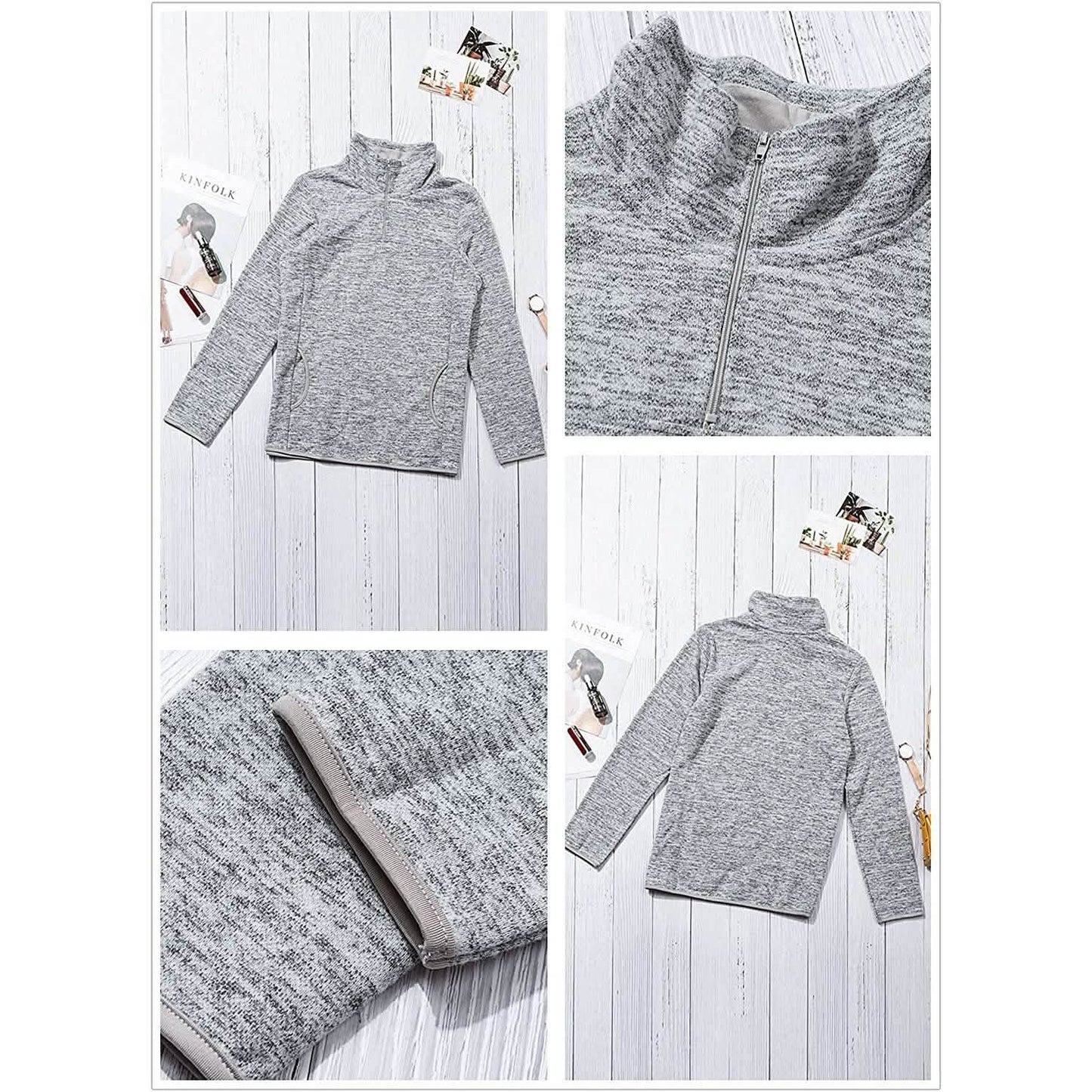 Women Casual Long Sleeve Stand Collar with Pockets