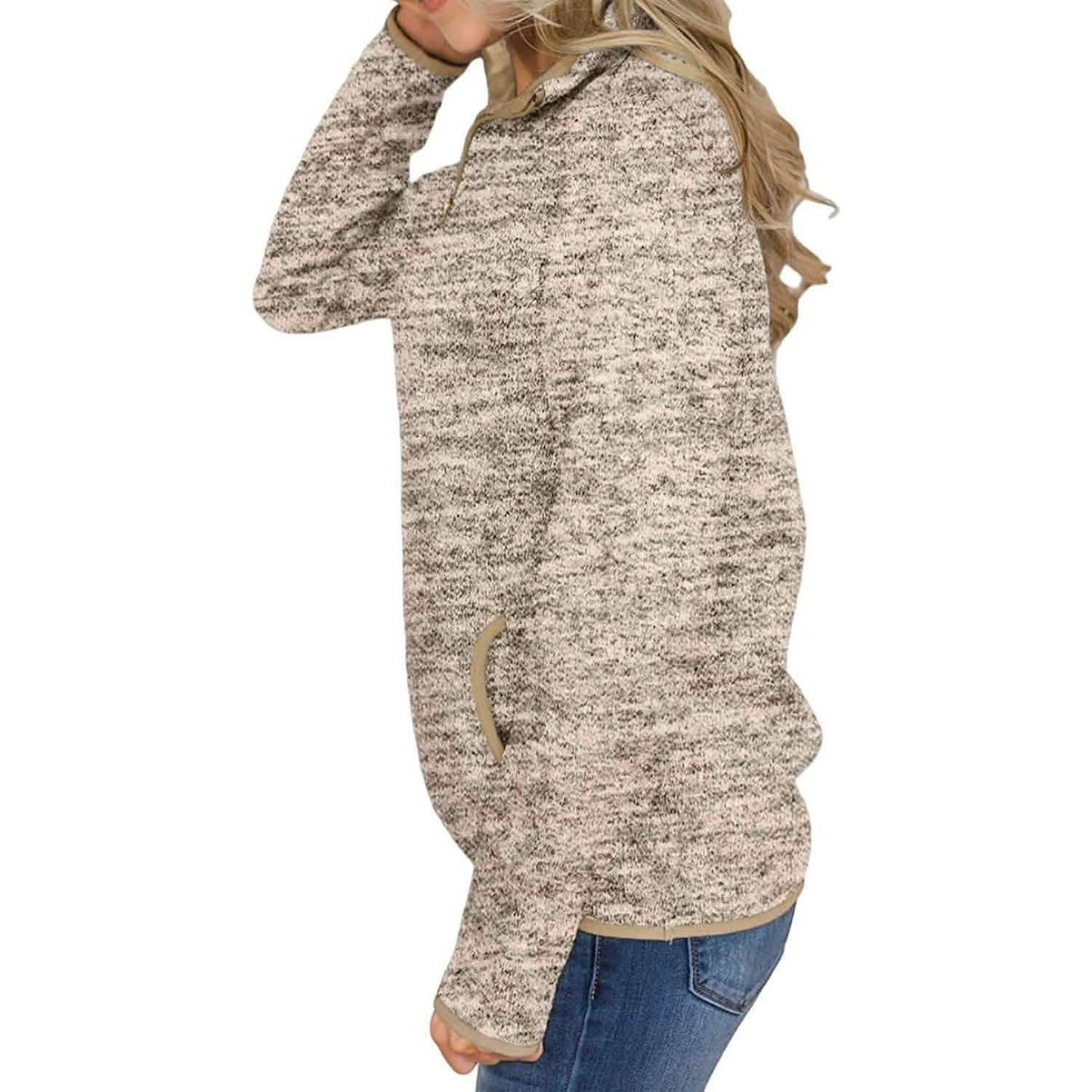 Women Casual Long Sleeve Stand Collar with Pockets
