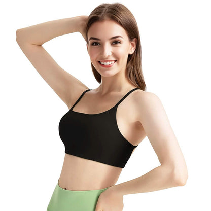Women Cross Back Sport Bras Padded with Removable Pads Thin Straps