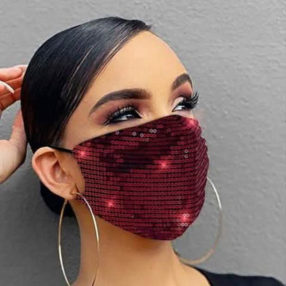 Women Fashion Sequins Breathable Washable and Reusable Mouth Mask