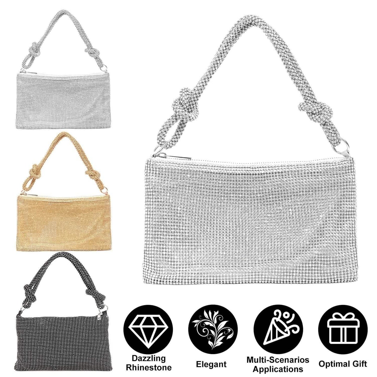 Women Glitter Evening Bags Shiny Rhinestone Handbag Purses