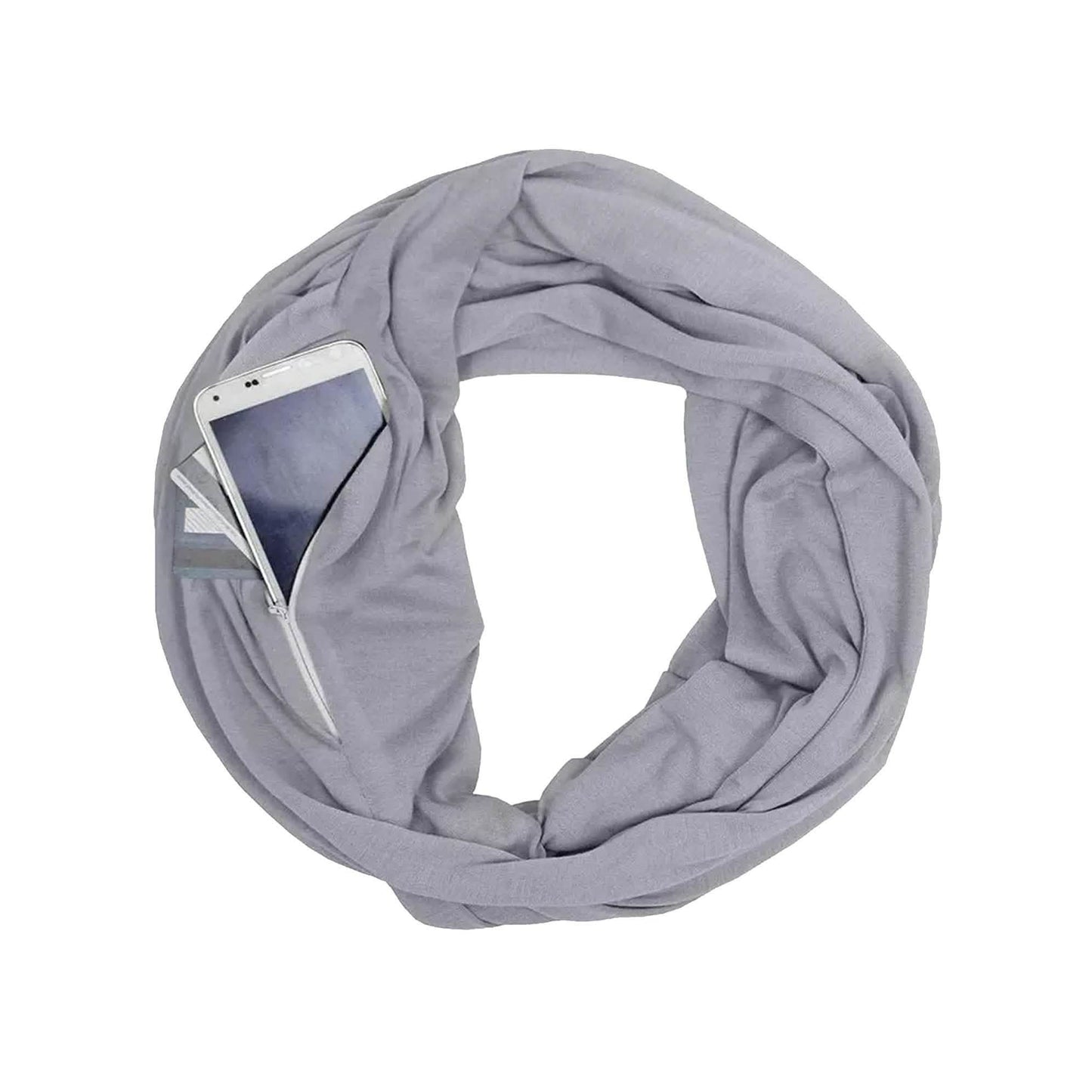 Women Lightweight Infinity Scarf With Pocket Loop Zipper