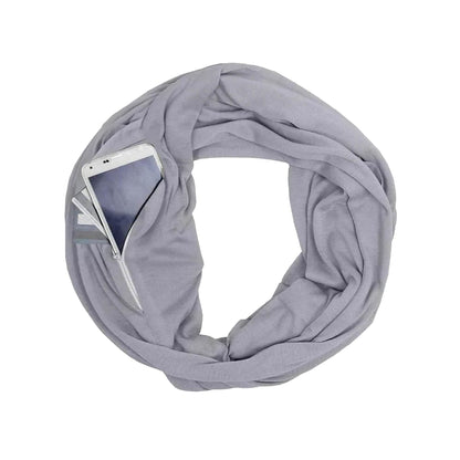 Women Lightweight Infinity Scarf With Pocket Loop Zipper