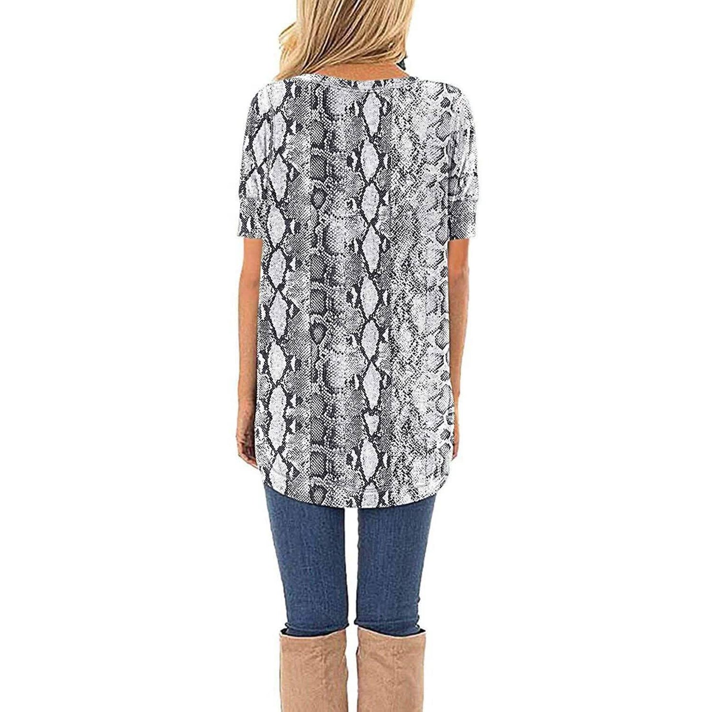 Women Long Sleeve Side Split Casual Loose Tunic Top