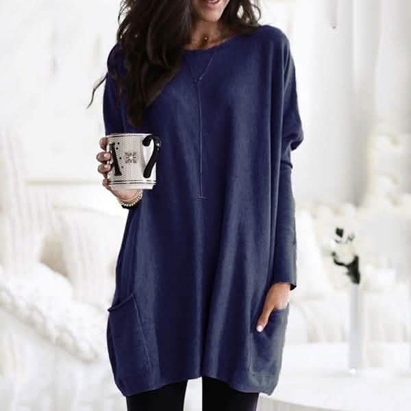 Women Long Sleeve Top Casual Pocket T-Shirt