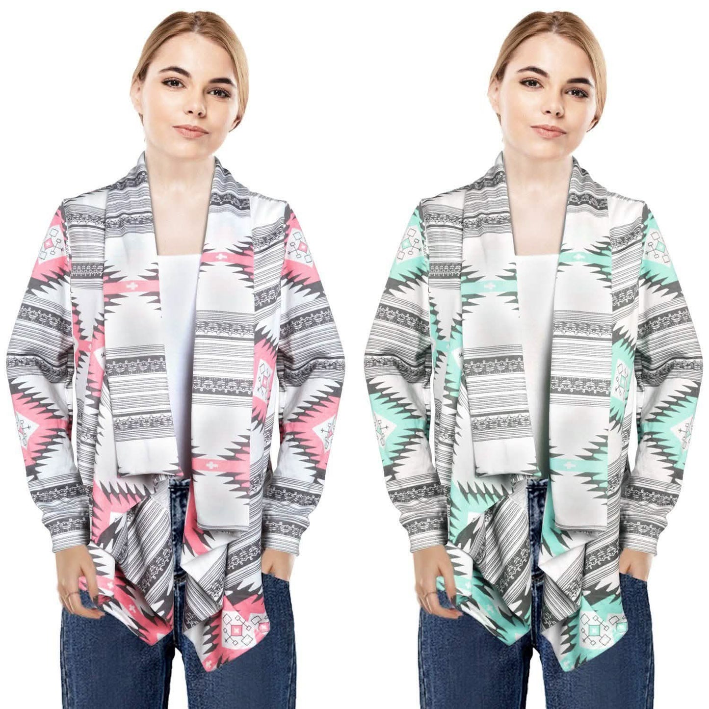 Women Open Front Long Sleeve Cardigan
