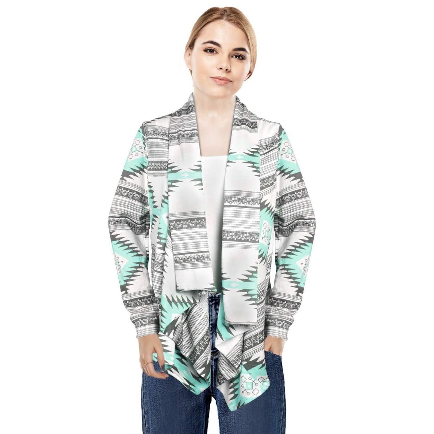 Women Open Front Long Sleeve Cardigan