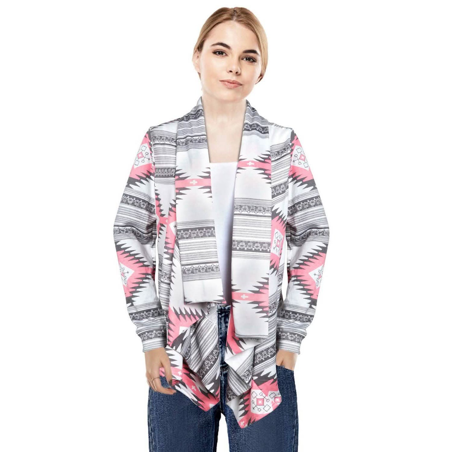 Women Open Front Long Sleeve Cardigan
