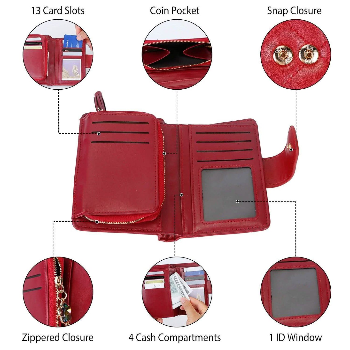 Women PU Leather Clutch Wallet