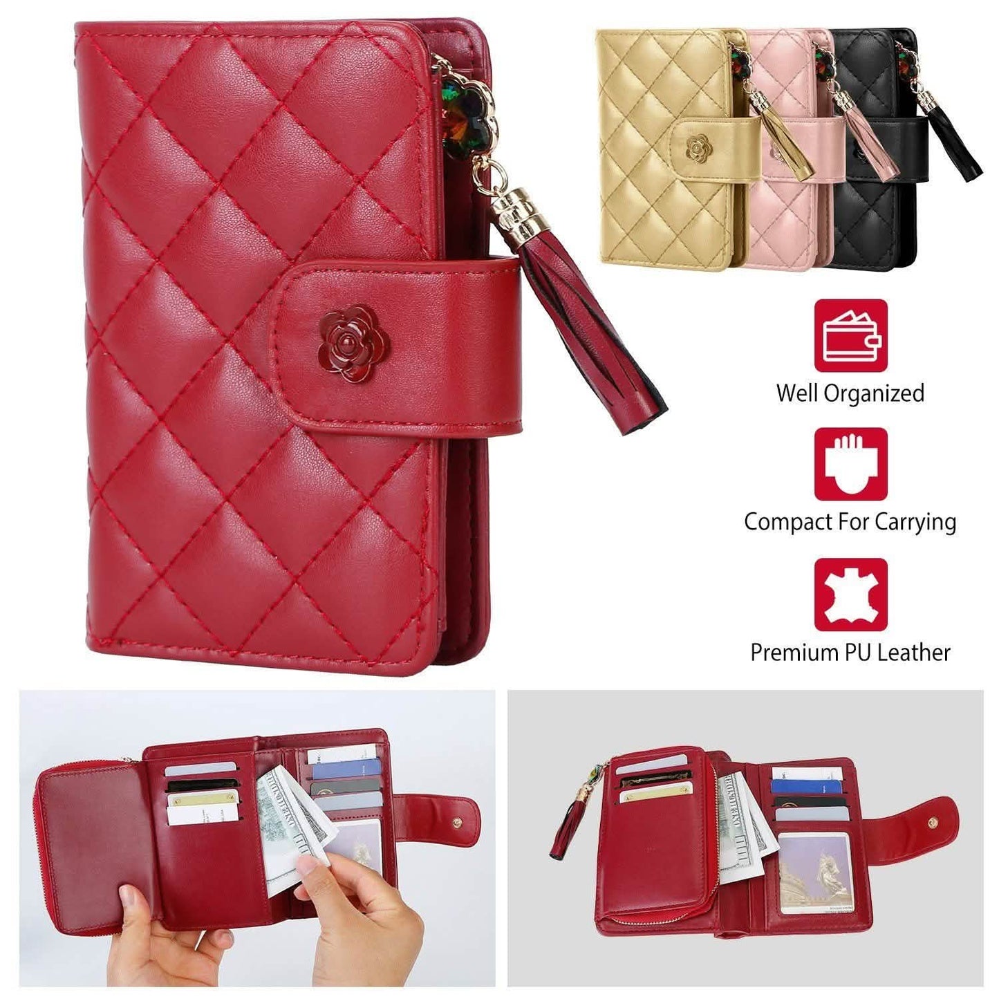 Women PU Leather Clutch Wallet
