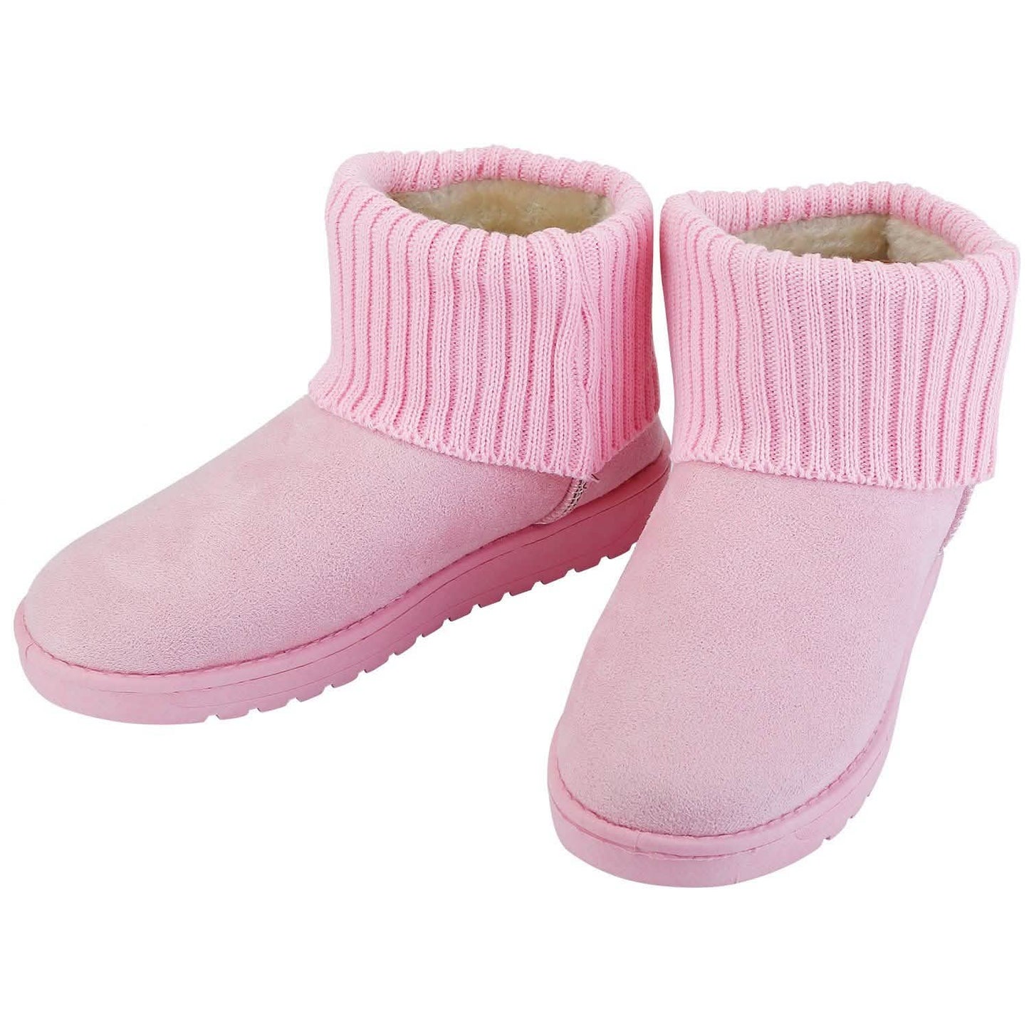 Women Suede Mid-Calf Snow Boot with Anti-slip Rubber Base