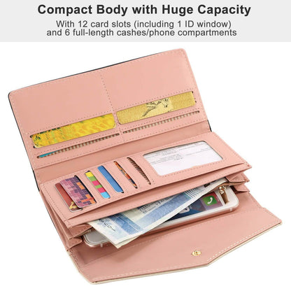 Women Wallet Soft Leather Trifold Clutch Purse