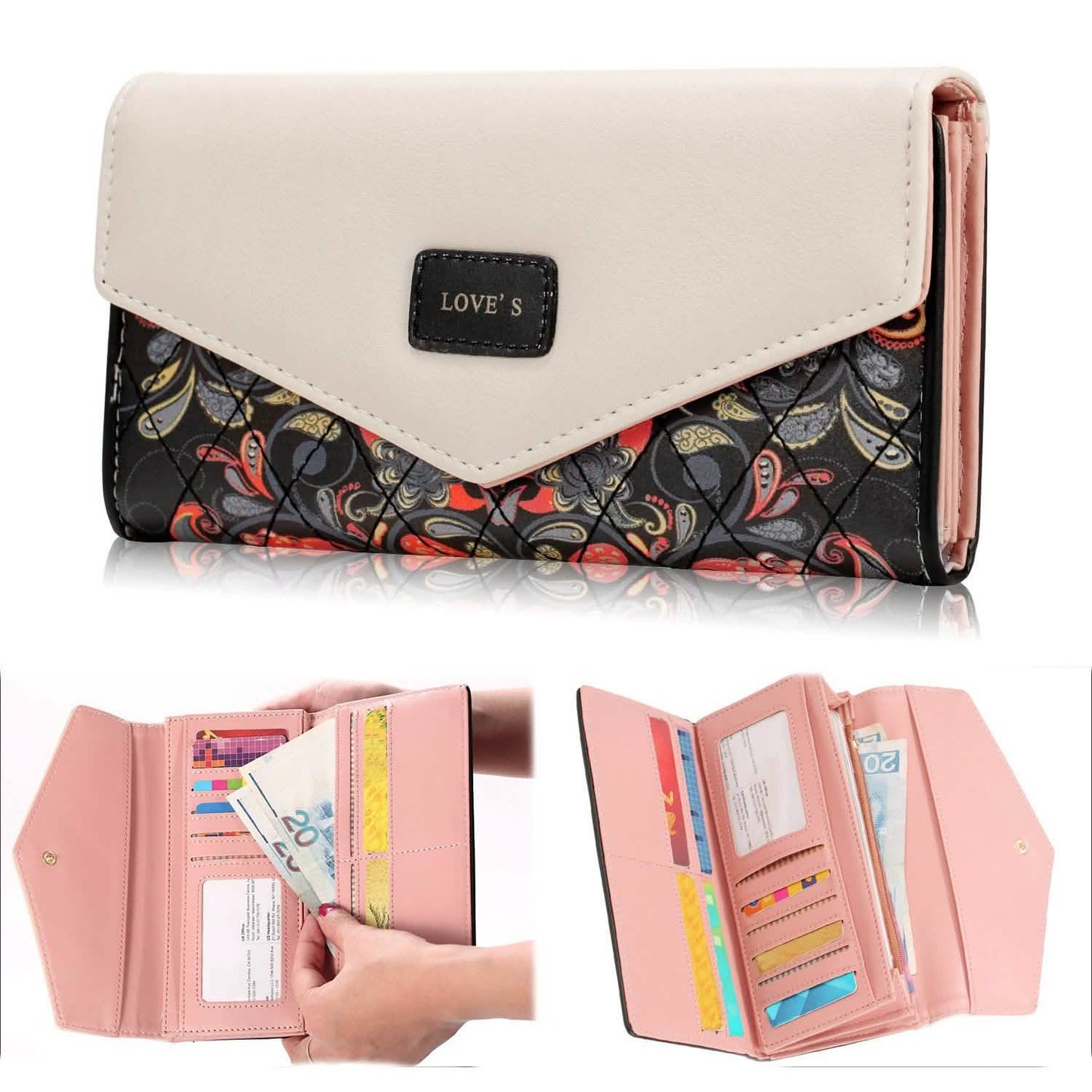 Women Wallet Soft Leather Trifold Clutch Purse