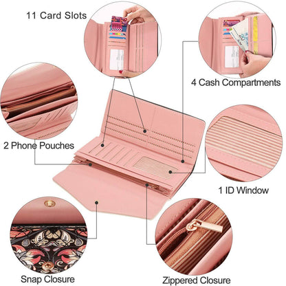 Women Wallet Soft Leather Trifold Clutch Purse