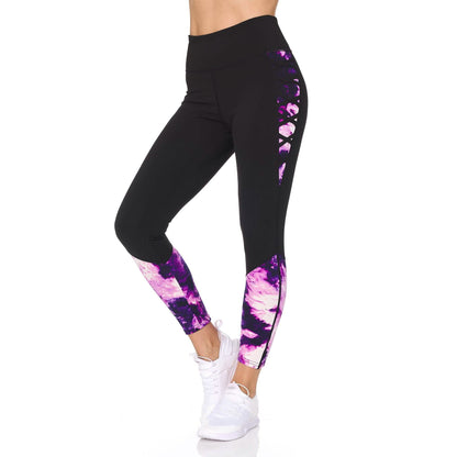 Women's 7/8 Highwaist Marble Leggings with Lattice Detail
