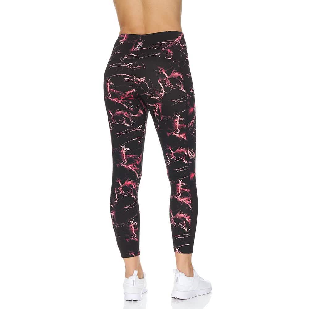 Women's 7/8 Highwaist Marble Leggings with Sheer Mesh Panel and Pockets
