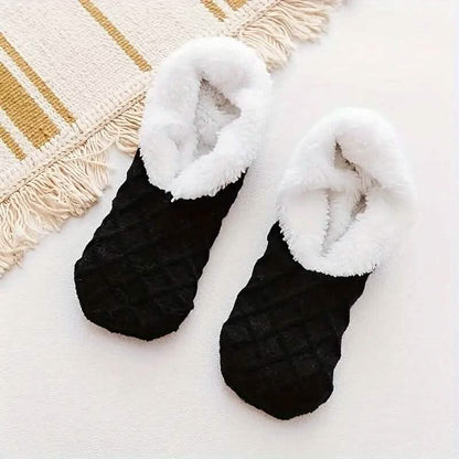 Women's Autumn Winter Plush Lined Indoor Low Cut Socks