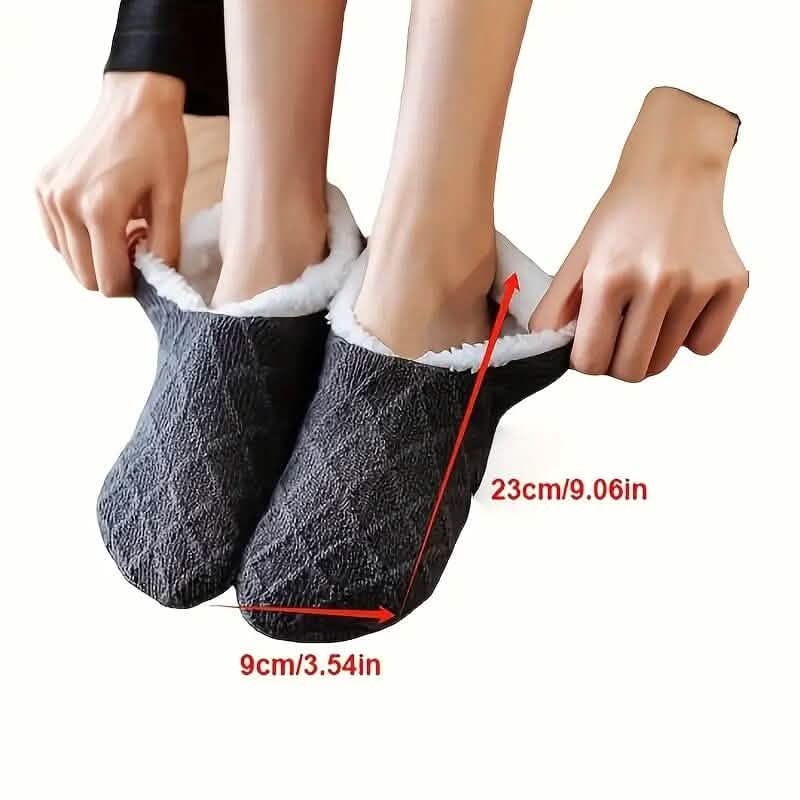 Women's Autumn Winter Plush Lined Indoor Low Cut Socks