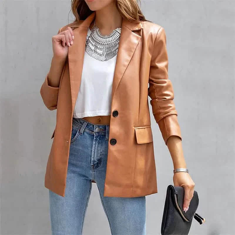 Women's Blazer Warm Breathable Outdoor Office Street Pocket Single Breasted Turndown