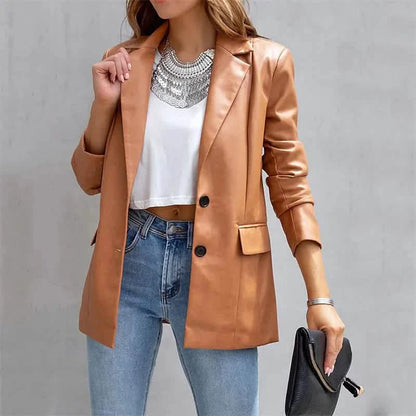 Women's Blazer Warm Breathable Outdoor Office Street Pocket Single Breasted Turndown
