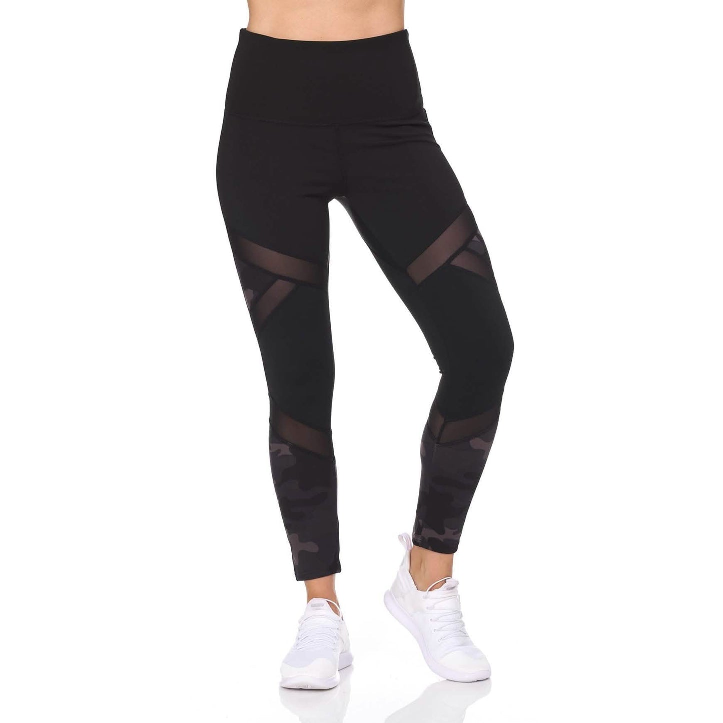 Women's Camo 7/8 High Waist Legging With Sheer Mesh