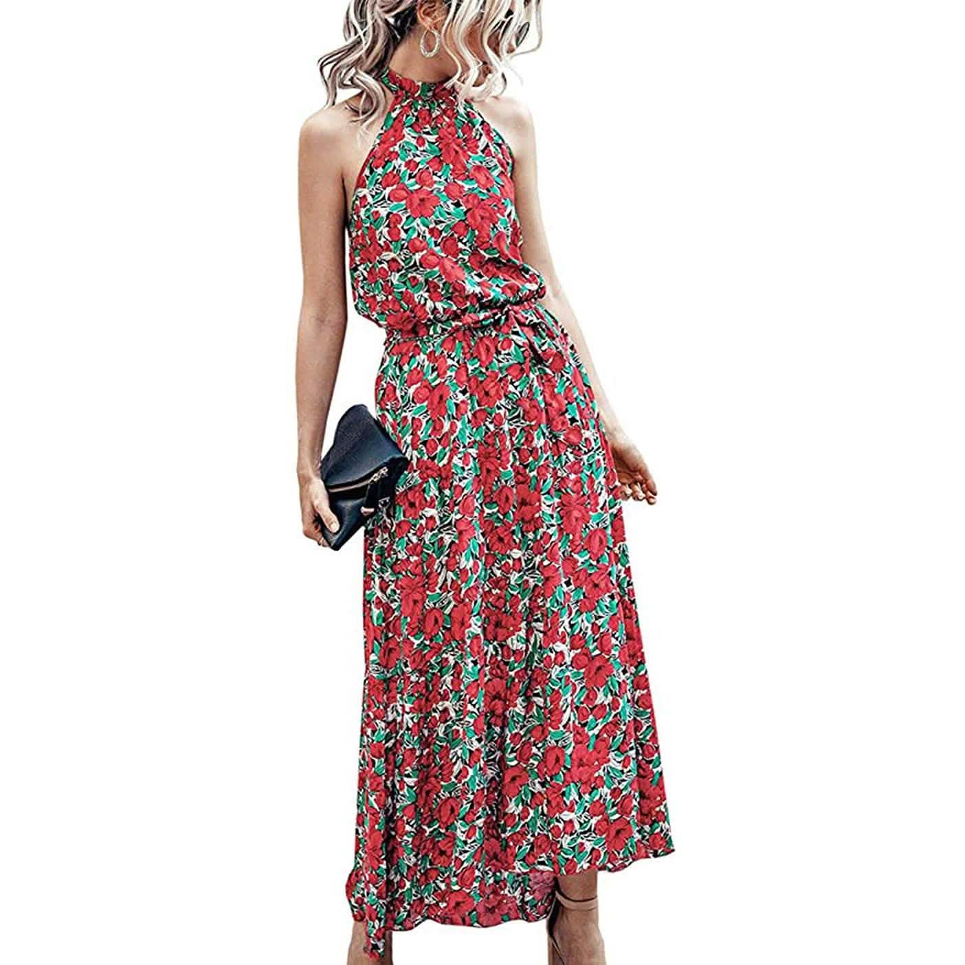 Women’s Casual Halter Neck Sleeveless Long Maxi Dress  - Assorted Styles
