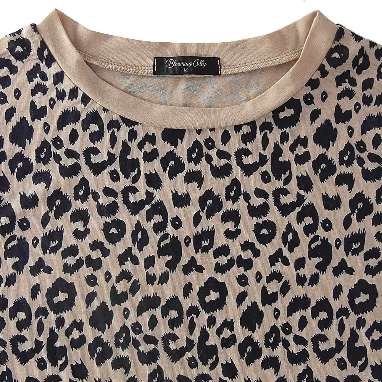 Women's Casual Leopard Print Tops Long Sleeve T Shirt Cute Blouse Graphic Tees